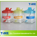 Set of Three Glass Jar with PP Lid and Spoon